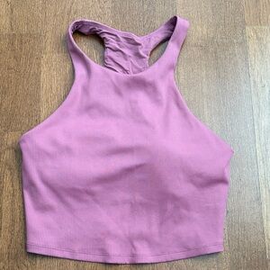 Pink ribbed sports bra top